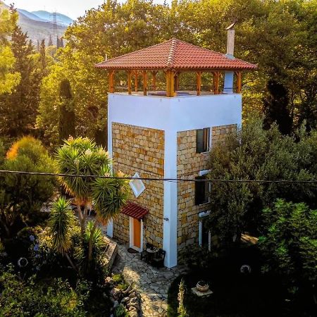Steinturm Mit Dach-Terrasse Zwischen Fluss, Meer Und Gebirge- Spiti Pirgos Paralia Sergoulas Dış mekan fotoğraf